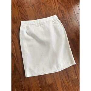 J Crew Khaki Tan 100% Linen Straight Pencil Skirt Women's Sz 8 Career Sexy‎